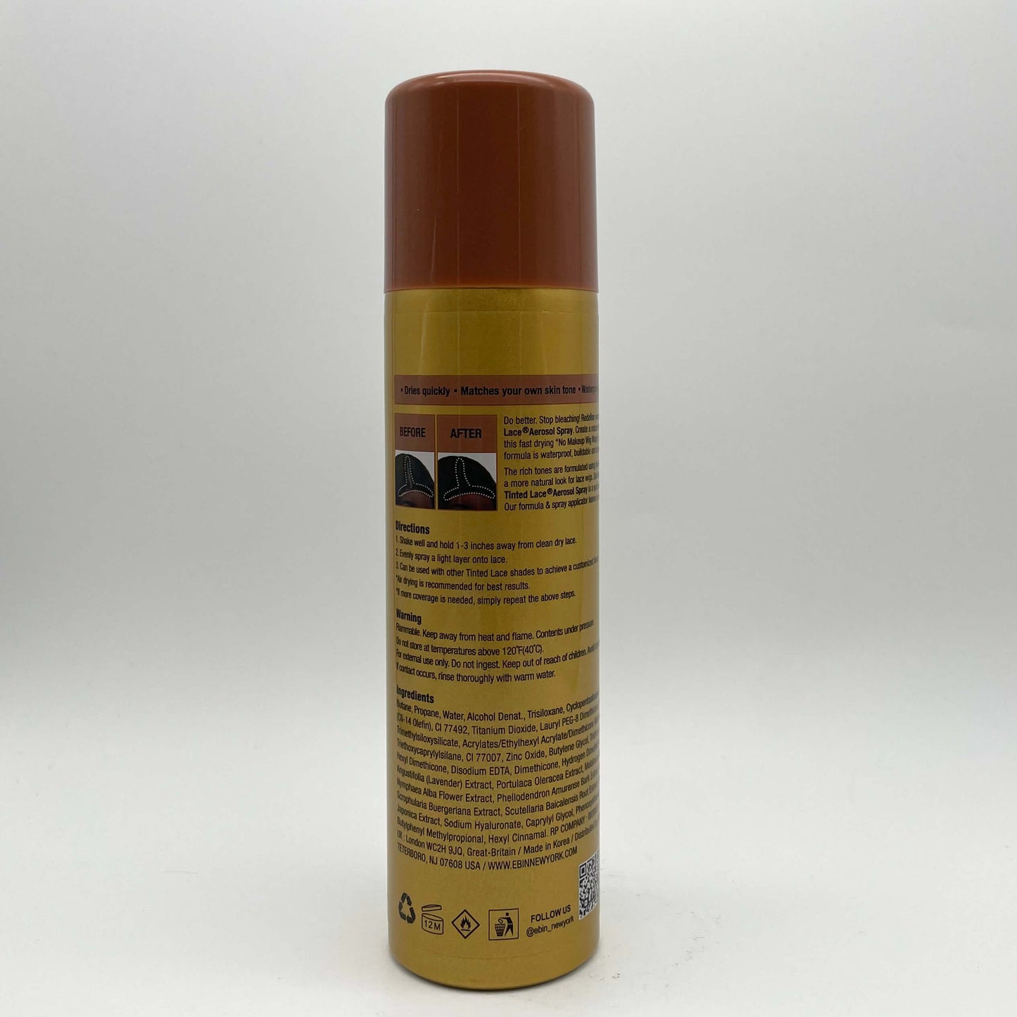 Ebin - New York Tinted Lace Aerosol Spray 150 ml Medium Dark Brown