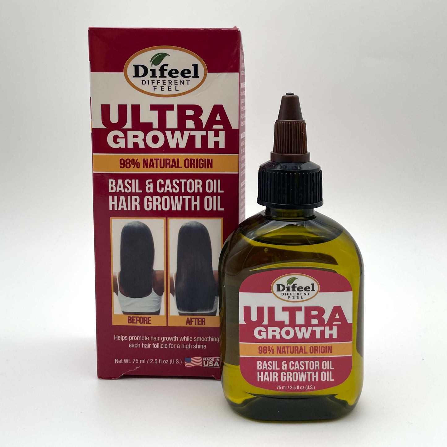 Difeel - 98% Natural Ultra Growth Basil And Castor Oil Hair Growth Oil 75 ml